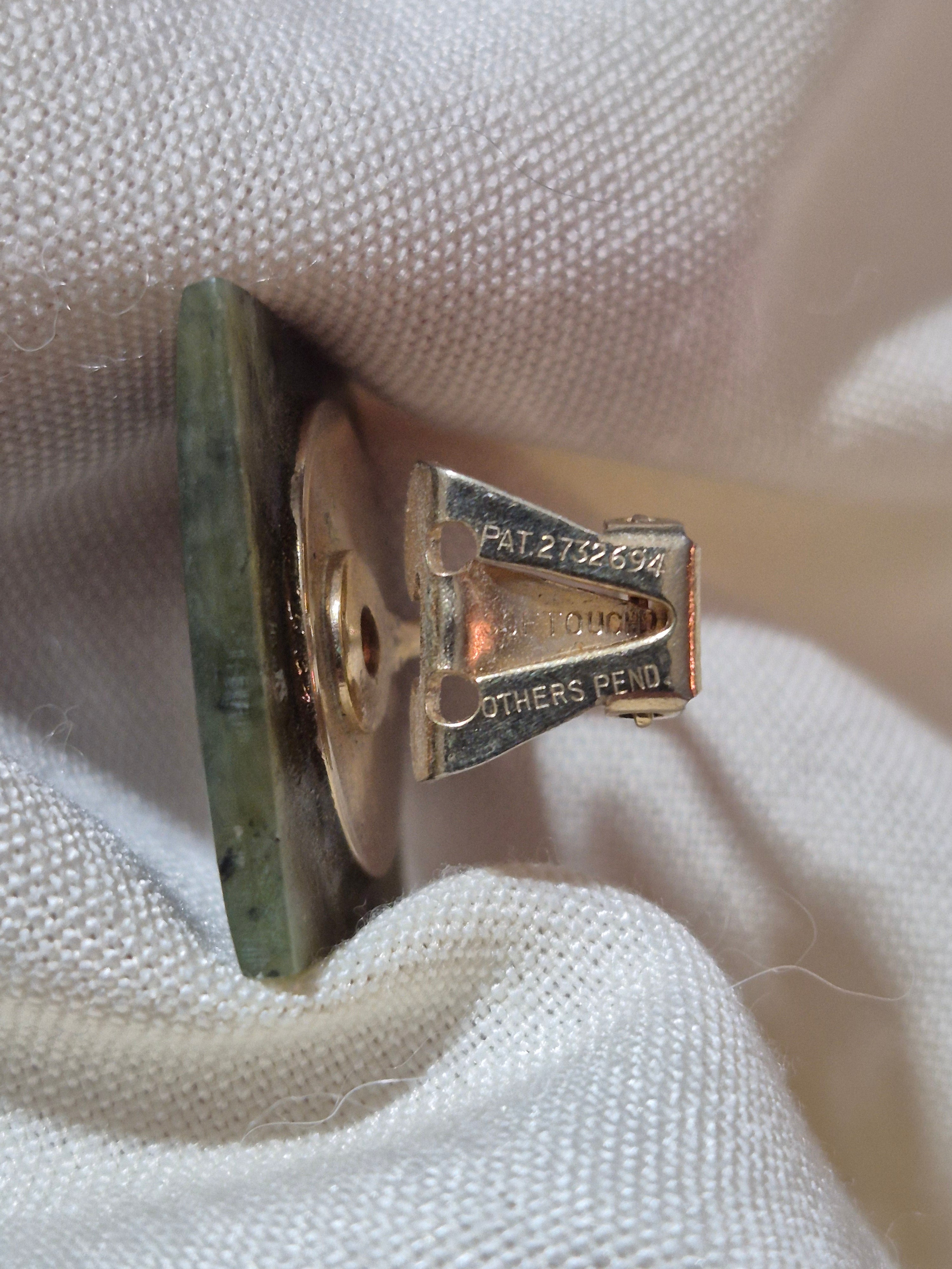 Green Jade or Jasper clip-on earrings.