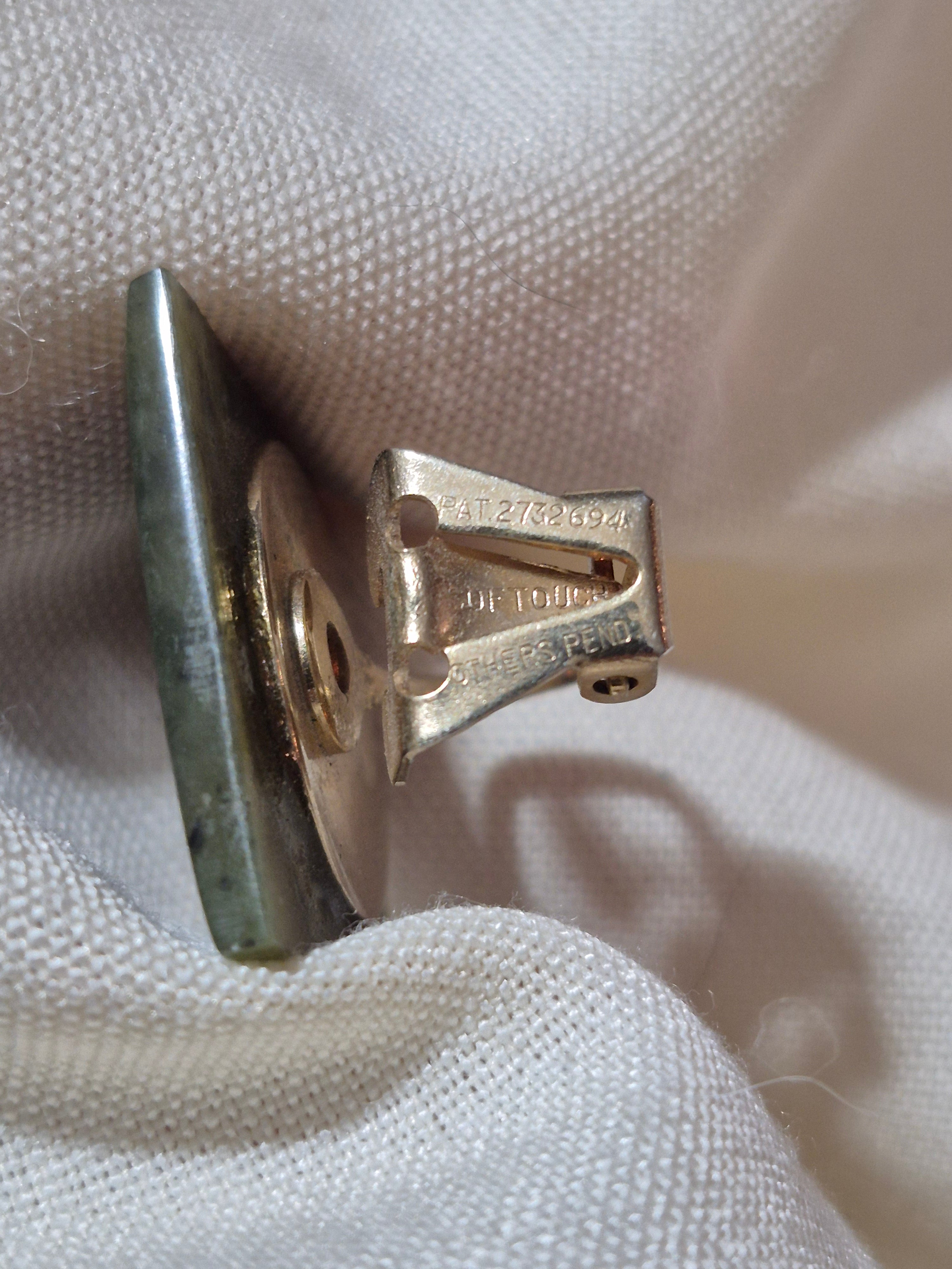 Green Jade or Jasper clip-on earrings.