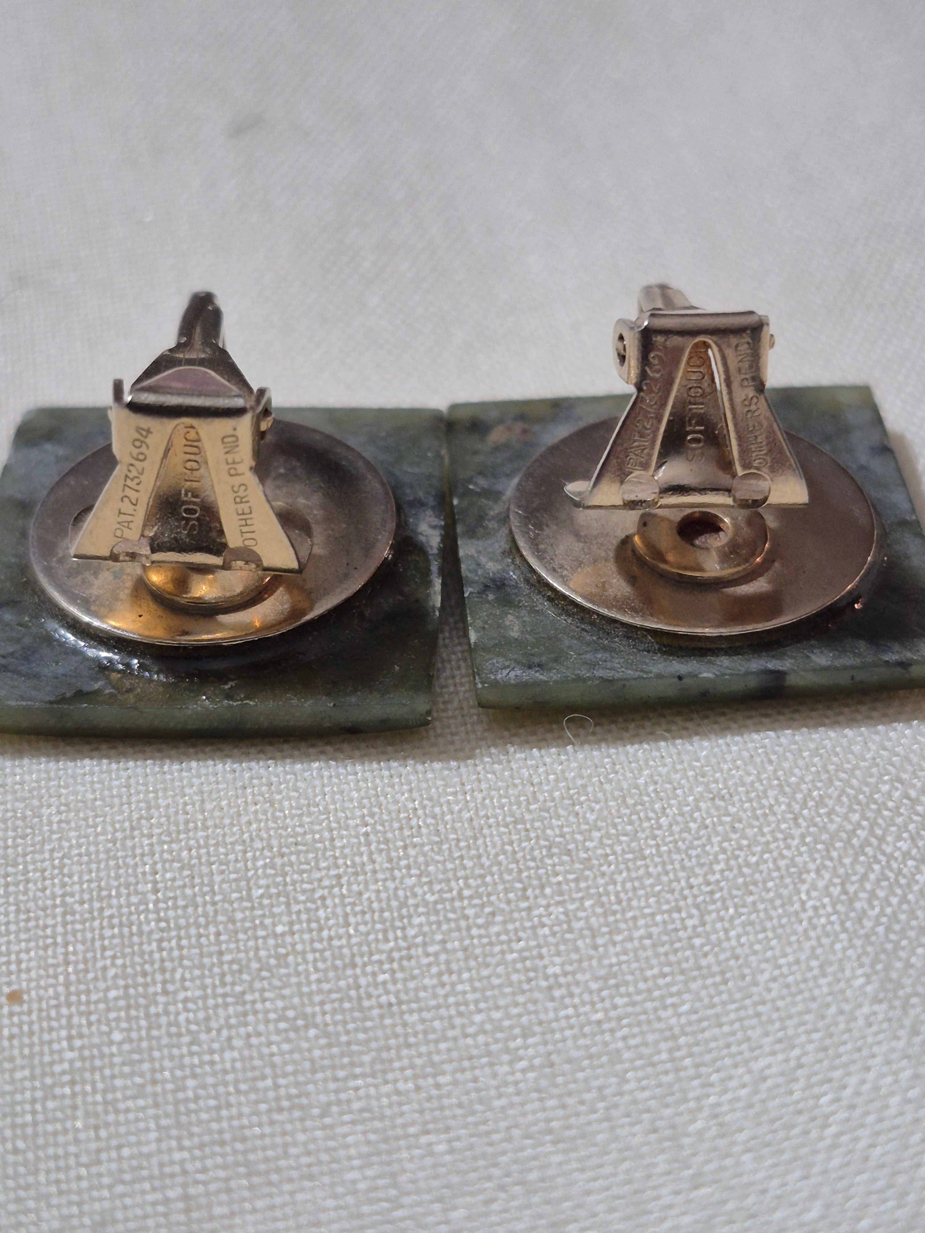 Green Jade or Jasper clip-on earrings.