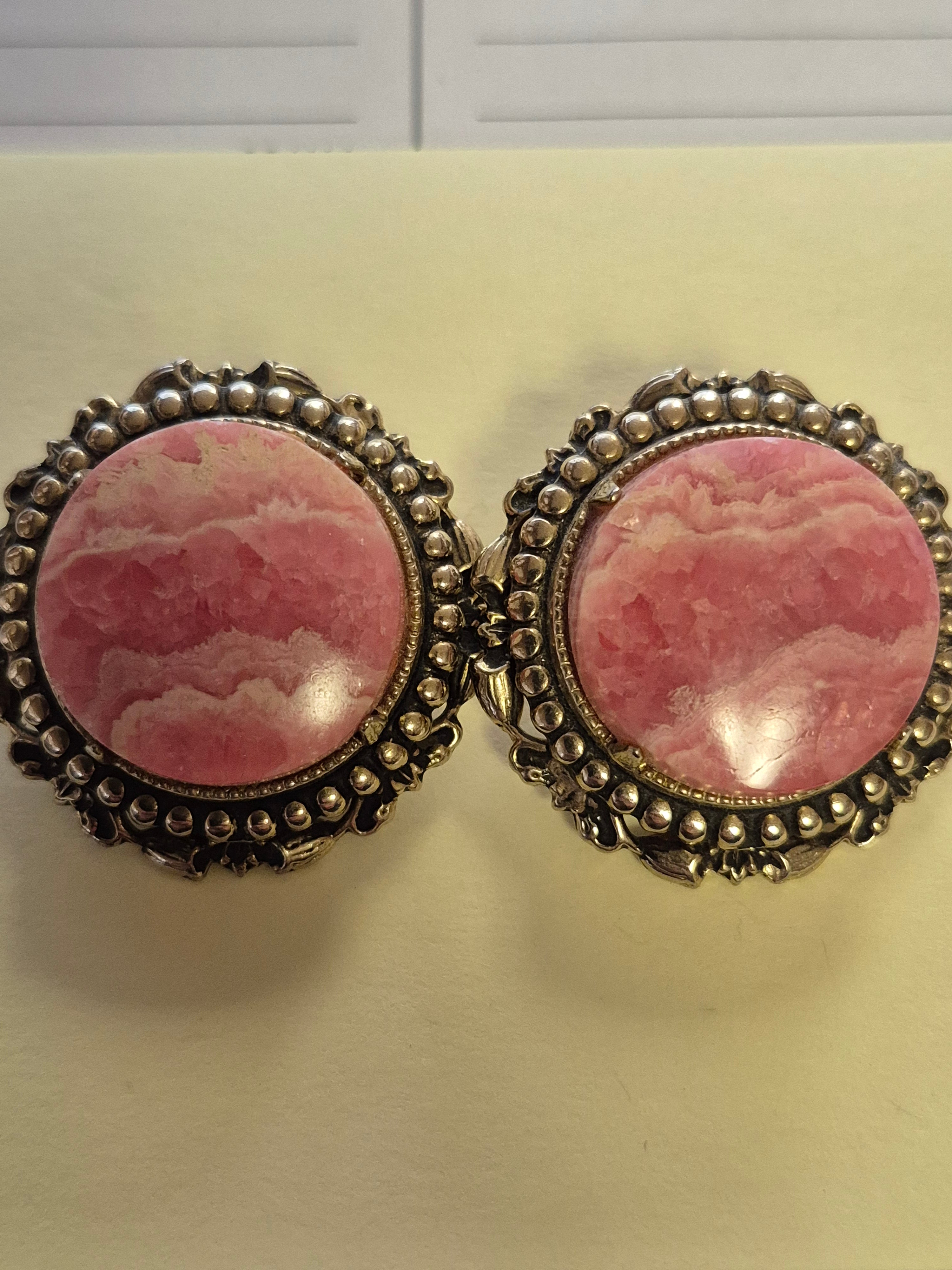 Rhodochrosite stone earrings