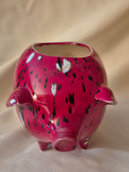 Red ceramic pig flower pot/ knick-knack holder.