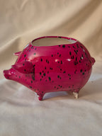 Red ceramic pig flower pot/ knick-knack holder.
