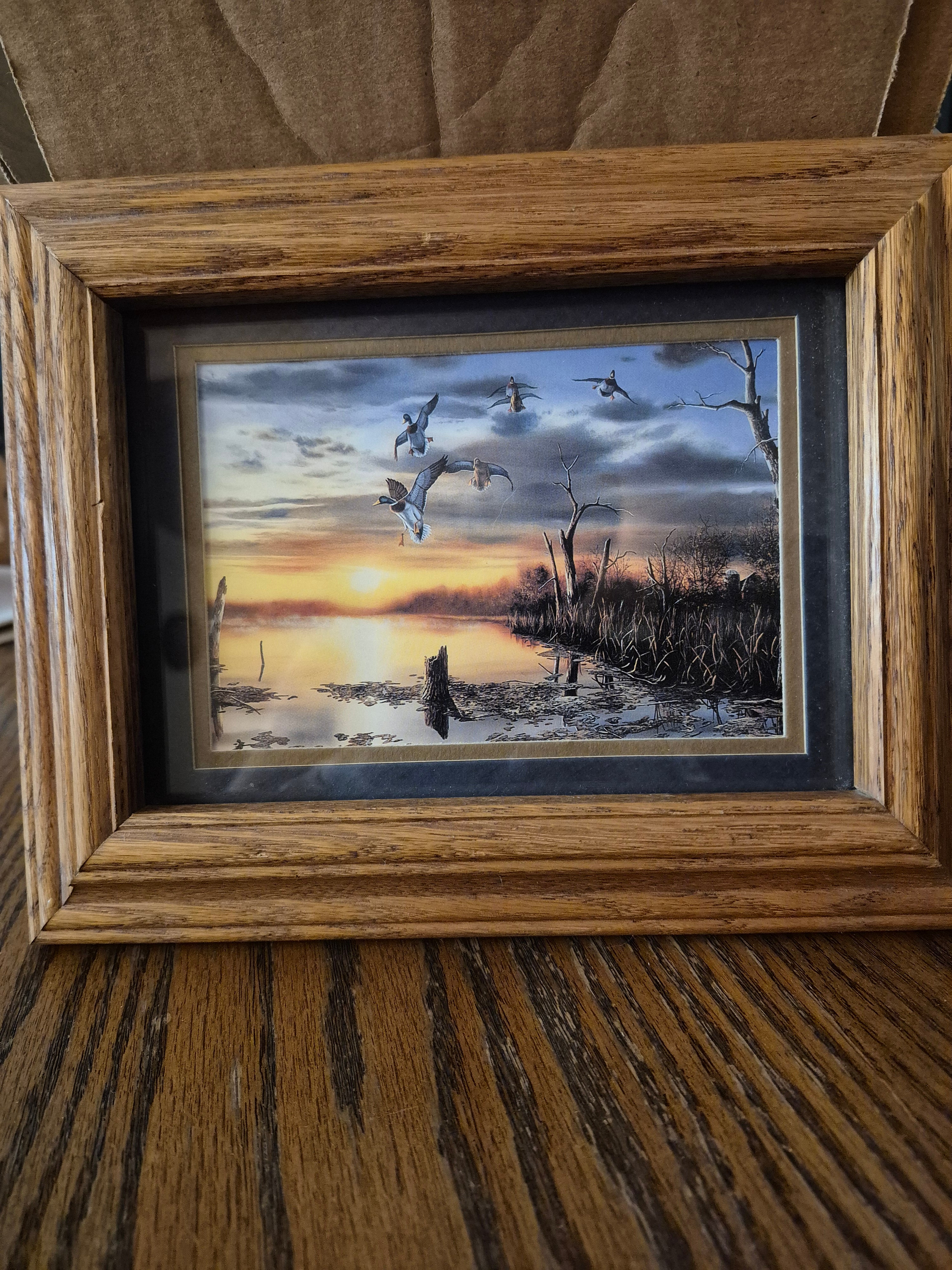 Jim Hansel 'Days End' Mallard Pond framed print.