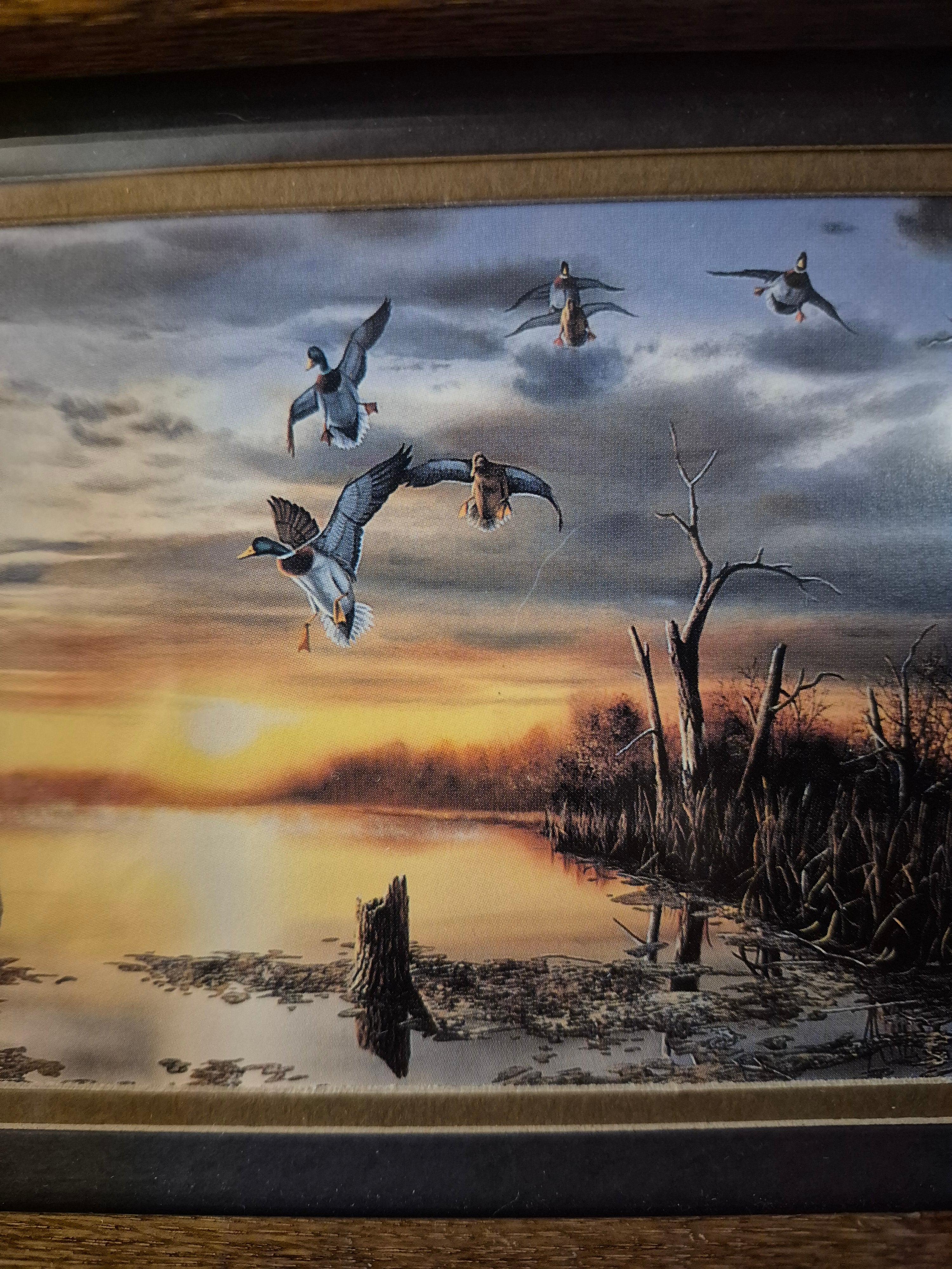 Jim Hansel 'Days End' Mallard Pond framed print.
